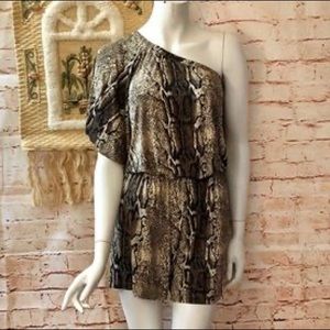 One Shoulder Snake Skin Romper